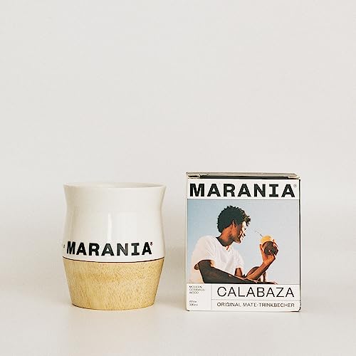 MARANIA Mate Becher aus Keramik & Holz mit 300ml - Yerba Mate Tee Tasse im einzigartigen Design in 5 Farben - Spülmaschinenfest - Yerba Mate Tee Becher Kalebasse Calabaza Kürbis Gourd von MARANIA