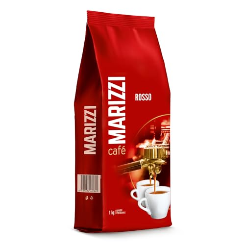 MARIZZI® ROSSO Kaffee | 45% Arabica 55% Robusta 1kg | Mischung Kaffeebohnen 1kg | Ganze Bohnen Cafe | Ideal für Espressomaschinen Frisch Geröstet Mittlere-Dunkle Röstung Intensiver Geschmack & Aroma von MARIZZI