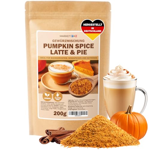 Pumpkin Spice Latte - 200g Pumpkin Spice Gewürz - Gewürze mit Zimt, Muskatnuss, Orengenschalen und mehr - Ideal für Torten, Kekse und Getränke - Vegan und Glutenfrei von MARKETIFAR