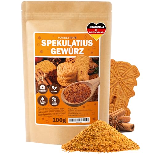 Spekulatiusgewürz 100g – Weihnachtsgewürze – Ideale Gewürzmischung zum Backen von Spekulatius Kekse und Weihnachtsgebäck – Vegan, Zucker-und Glutenfrei von MARKETIFAR