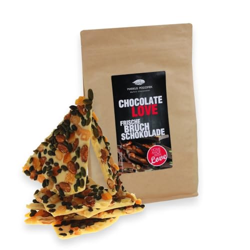 das.naschwerk Frische Bruchschokolade - weiße Schokolade mit Mandeln, Pistazien & kandierter Orange - 29% Cacao gewicht 500 g von MARKUS PODZIMEK MAITRE