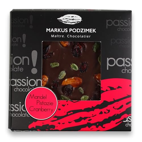 das.naschwerk Mandel, Pistazie, Cranberry Edel-Bitterschokolade mit 60% Cacao von MARKUS PODZIMEK MAITRE