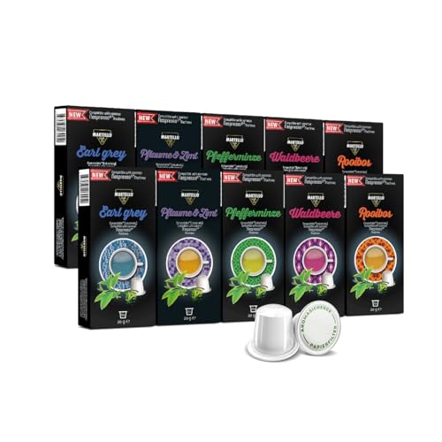 PROBIERSET 100 Teekapseln - NUR FÜR NESPRESSO®* Maschinen KOMPATIBEL - Kapseln 100% industriell kompostierbar - Frische, aromatische Blätter - 60 Kapse von MARTELLO Cafe