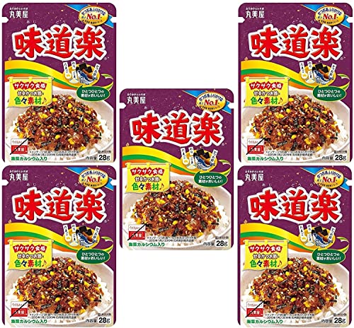 Furikake Ajidouraku, japanische Streuwürze für Bento-Reis, Eiergeschmack, Nori-Algen, Sesam, Bonito, 28 g x 5 Päckchen - Hergestellt in Japan von MARUMIYA