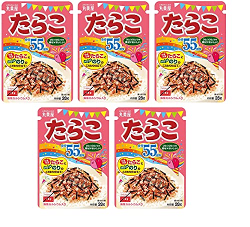 Furikake Tarako, japanische Streuwürze für Bento-Reis, Tarako Kabeljau-Rogen-Geschmack, 28 g x 5 Packungen - Hergestellt in Japan von MARUMIYA