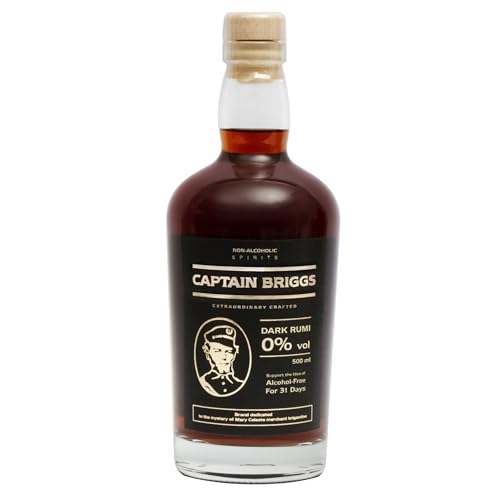 MARY CELESTE Dark Rumi Captain Briggs, Kalorienarme & Aromareiche Rum-Alternative für Vielseitigen Genuss und Erfrischenden Lifestyle, Alkoholfreies Getränk, Geeignet zum Mischen von Getränken, 500 ml von MARY CELESTE