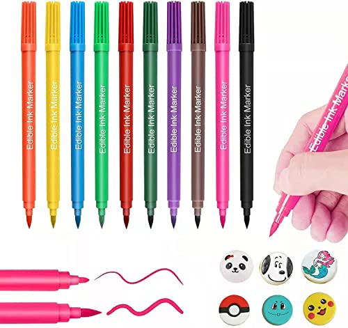 Lebensmittelfarbe Stift -10PCS Lebensmittelfarbe Stifte Backen,Essbar Marker Pen, Essbare Markierungen, Lebenmittelstift Dual Tip Coloring Marker,Gourmet-Autoren Für DIY-Kuchendekoration,Kekse von MATINBIA