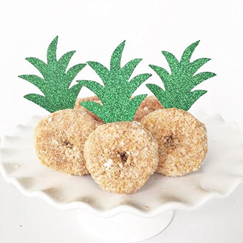 Pineapple Donut Cupacke Topper Glitter Green Cake Picks Hawaiian Luau Tropical Party Decoration Bridal Baby Shower Birthday Wedding Summer Theme von TANGDI A B