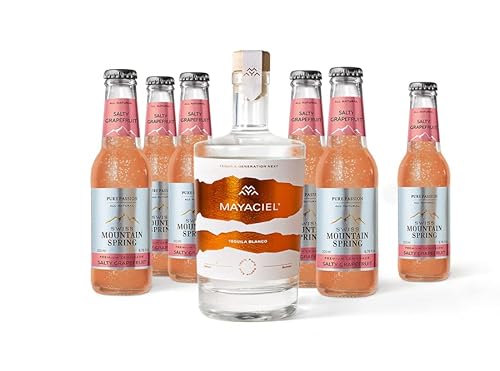 MAYACIEL Tequila Paloma Package – Das perfekte Longdrink Set für ausgezeichnete Palomas zu Hause – MAYACIEL Tequila Blanco & 6x Salty Grapefruit Soda inkl. Pink Grapefruit Chips von MAYACIEL