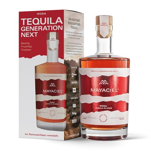 MAYACIEL Tequila Rosa mit Geschenkverpackung – Veredelt in Malbec Rotweinfässern | 100% Agave & Natürlich | Noten dunkler Beeren und fruchtiger Agave | ohne Zusätze | 0,5 l von MAYACIEL