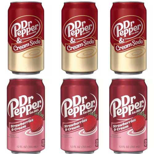 3x Dr Pepper Strawberries & Cream + 3x Dr Pepper Cream Soda Set importiert aus USA 6x355ml Einweg + MBAccent Versandschutz von MBAccent