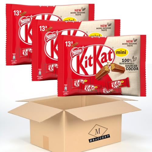 3x Nestlé KitKat Mini Schokoriegel, Knusper-Riegel mit Milchschokolade & knuspriger Waffel, 3er Pack (3 x 217g) (651g) + MBAccent Versandschutzpackung von MBAccent