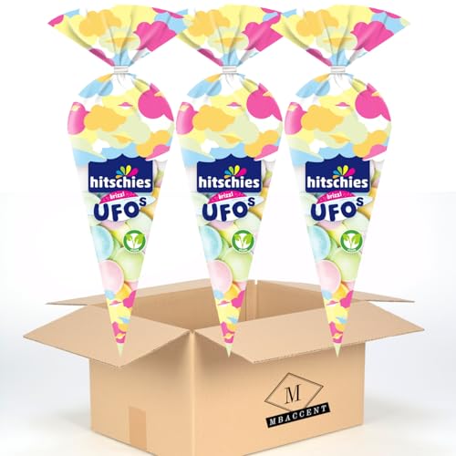 3x hitschies brizzl Ufos Frucht Oblaten-Kapseln mit saurer Brausepulver-Füllung 3er Pack (3x35g Packung) (105g) + MBAccent Versandschutzpackung von MBAccent