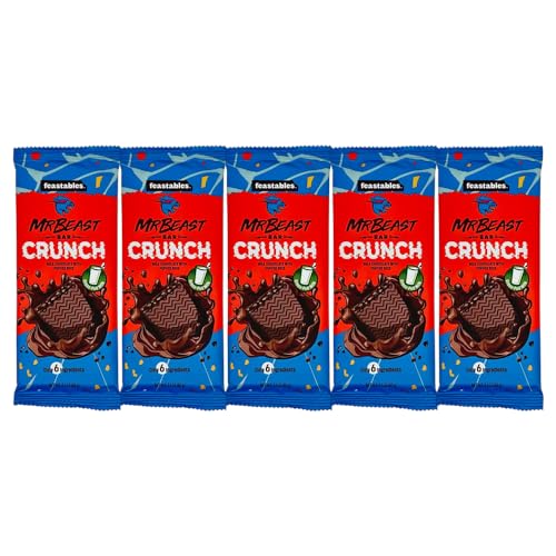 Mr Beast Feastables Bar Set Crunch Original Chocolate Sea Salt Deez Nutz Milk Chocolate 5 Stück 5x60g by MBAccent + MBAccent Versandschutzpackung (Crunch, 5 Stück) von MBAccent