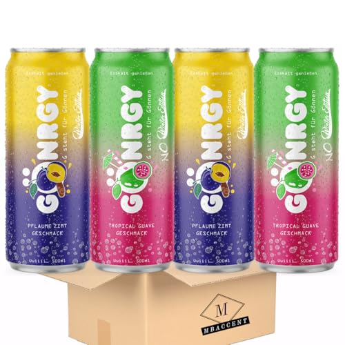 Gönrgy (No) Winter Edition Set 2x Tropical Guave 2x Pflaume Zimt Energy By Monte Gönergy 4x500ML (2000ML) Dose Einweg inkl. 1€ Einwegpfand + MBAccent Sticker von MBAccent