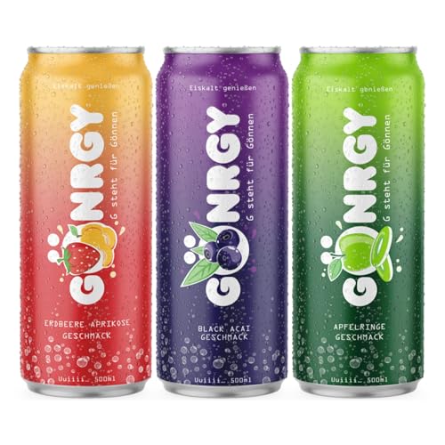 Gönrgy Limited Edition 3 Set - 1x Apfelringe 1x Black Acai 1x Erdbeer Aprikose - Energy By Monte Gönergy 3x500ML (1500ML) Dose Einweg inkl. 0,75€ Einwegpfand von MBAccent