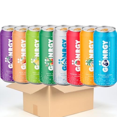 Gönrgy XXL Set Juneberry Jam White Peach Sweet Lemon Kaktus Kick Arctic Ice Raspberry Cheesecake Tropical Coconut By Monte Gönergy 8x500ml inkl. 2€ DPG Pfand + MBAccent Versandschutzpackung von MBAccent