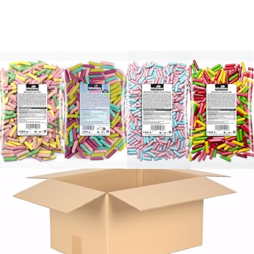 Hitschies XXL Set Original 1kg Sour Mix 1kg Mermaid Mix 1kg Bubblegum 1kg 4x1000g (4000g) by MBaccent + MBAccent Versandschutzpackung von MBAccent