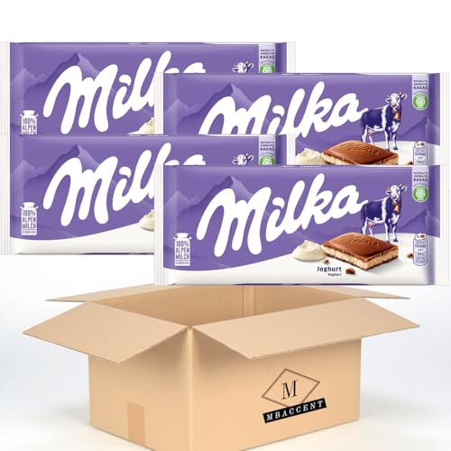 Milka Joghurt 4 x 100g I Schokolade mit Joghurt | Tafelschokolade (400g) + MBAccent Versandschutzpackung von MBAccent