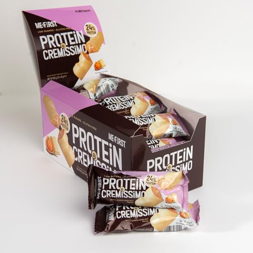 ME:FIRST Protein Cremissimo, Proteinriegel, 23% Eiweiß, zuckerfrei, glutenfrei, 183 Kalorien pro Packung (24 x 40 g, White Chocolate) von ME FIRST