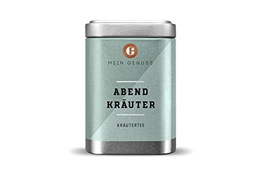 MEIN GENUSS Abendkräuter Kräutertee - Für den Feierabend - Beruhigend und wohlschmeckend - Fruchtige Note durch Orange - Mit Hopfen, Baldrian und Melisse - Füllmenge: 50 g von MEIN GENUSS