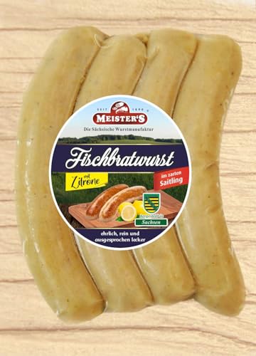 Fischgriller Bratwurst mit Zitrone | Fisch Wurst zum Grillen | Rostbratwurst mal anders - BBQ Fisch Grill Wurst aus Frischfisch als Grillwurst und zum Braten (Fischbratwurst fruchtig würzig) von MEISTER'S