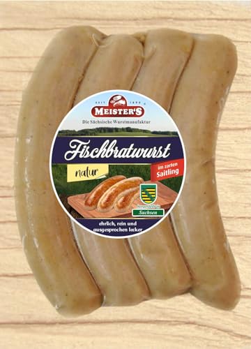 Fischgriller feine Bratwurst natur | Deutsche Fisch Wurst zum Grillen | Rostbratwurst mal anders - Exotische Grillwurst aus Frischfisch für BBQ Grill & Pfanne (Fischbratwurst Natur) von MEISTER'S