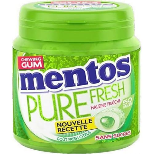 MENTOS Gum Kaugummi Mentos Reine Frische Zitruszuckerfrei Zitronenduft Ultra-Gourmand/frische Minze lang anhaltend Schachtel mit 50 Zucker, 100 g von MENTOS