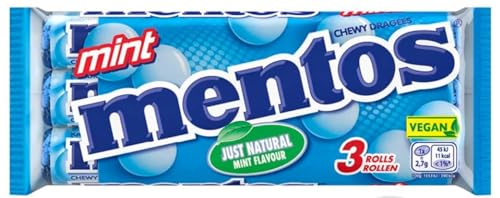 Mentos Kaubonbons Mint, Dragees mit Pfefferminz-Geschmack für frischen Atem, Süßigkeiten, vegan, 112g von MENTOS