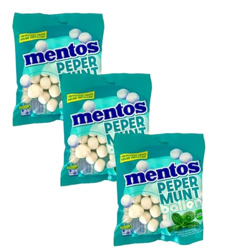 Mentos Pepermuntballen Pfefferminz Bälle Multipack 3x 220g (Gesamtgewicht 660g) von MENTOS