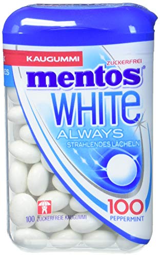 Mentos White Kaugummi, 1 Dose à 100 Stück, Pfefferminz Geschmack, zuckerfreie Zahnpflege von MENTOS