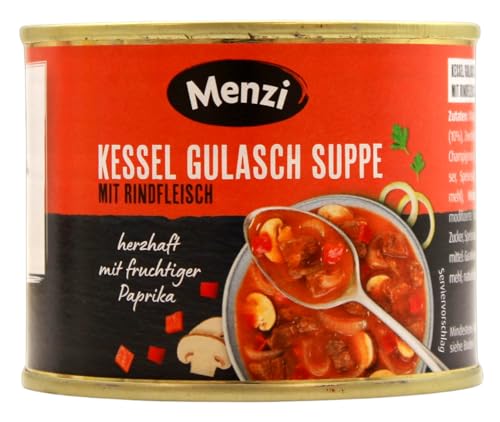 Menzi Kessel Gulasch Suppe mit Rindfleisch, 8er Pack (8 x 5 x 200ml Dosen) von MENZI