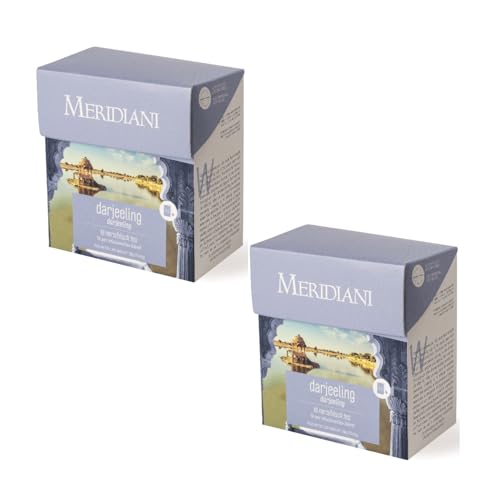 Meridiani® | Darjeeling Indischer Schwarztee | Darjeeling Reiner Schwarztee | Schwarzer Nachmittagstee aus Darjeeling – 2 x 15 Teebeutel (60 g) | Reiner Darjeeling-Tee von MERIDIANI