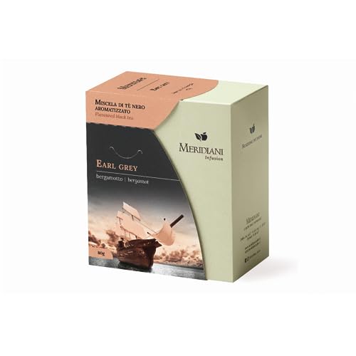 Meridiani® | Earl Grey Schwarztee | Schwarzer Tee und lose Bergamotte | Earl Grey Tee in Blättern - 80 Gr | Earl Grey Weich und ausgewogen von MERIDIANI