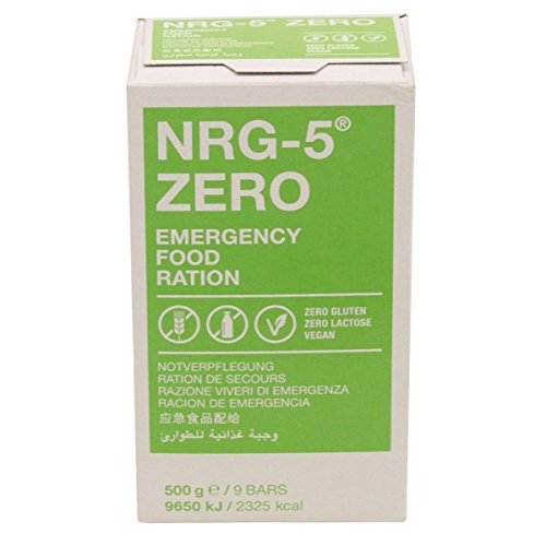MFH Notverpflegung NRG-5 ZERO 500 Gramm 9 Riegel Vegane Krisennahrung Glutenfrei Laktosefrei Survivalfood von MFH