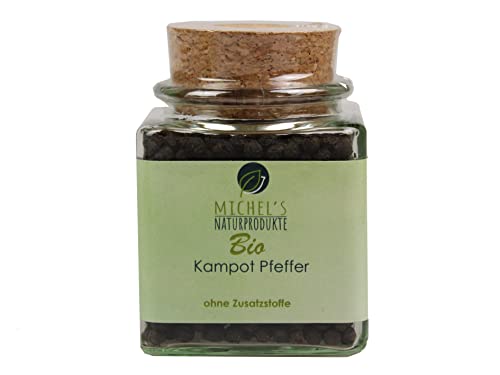 Michel´s Naturprodukte - BIO Kampot Pfeffer, 100g, Schwarze Pfefferkörner aus ‎Kambodscha, Für die Mühle geeignet von MICHEL´S NATURPRODUKTE