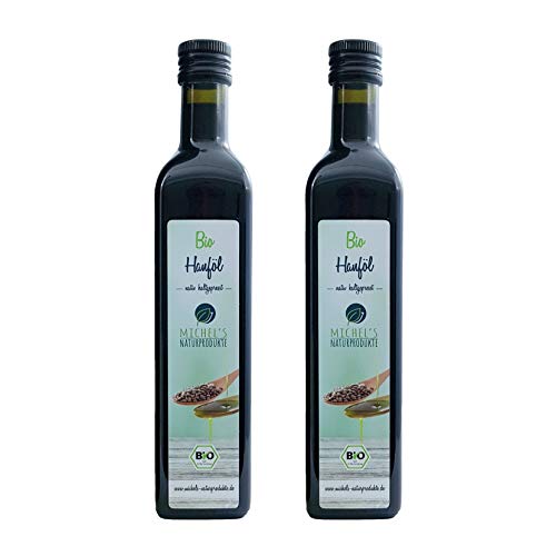 Michel´s Naturprodukte Bio Hanfsamenöl Flasche 1 Liter (2x500ml) Kaltgepresst 1. Pressung, Natives Öl 100% Naturrein, Feinschmeckeröl von MICHEL´S NATURPRODUKTE