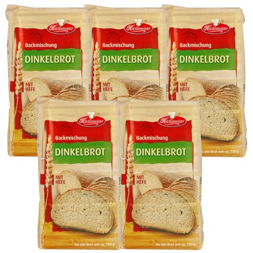 Dinkelbrot Brotbackmischung von Frießinger Mühle, 5x500g, für den Backofen, Holzofen oder Brotbackautomaten. von MIGASE