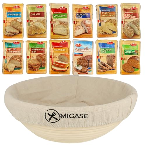 MIGASE Brotbackmischungen Set 12 verschiedene Bortbackmischungen mit je 500g. Für den Backofen oder Brotautomaten. Kinderleichte Zubereitung. von MIGASE