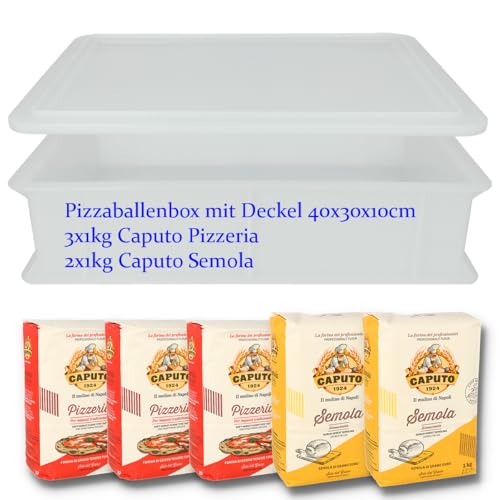 MIGASE Pizzaballenbox 40x30x10cm mit 3x1kg Caputo Pizzeria und 2x1kg Caputo Semola von MIGASE