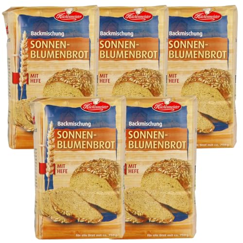 Sonnenblumenbrot Brotbackmischung von Frießinger Mühle, 5x500g, für den Backofen, Holzofen oder Brotbackautomaten. Gratis Teigkarte von MIGASE von MIGASE