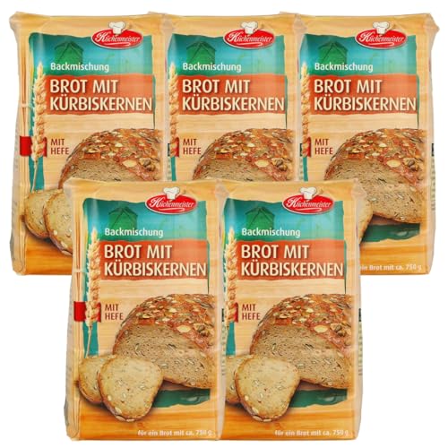 Weizenmischbrot mit Kürbiskernen, Brotbackmischung von Frießinger Mühle, 5x500g, für den Backofen, Holzofen oder Brotbackautomaten. von MIGASE