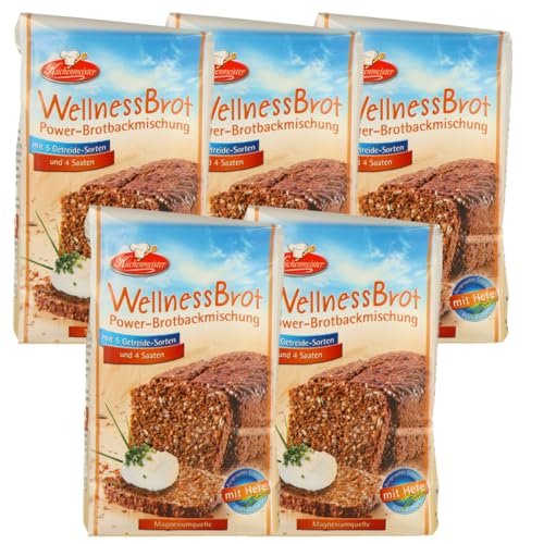 Wellnessbrot Brotbackmischung von Frießinger Mühle, 5x500g, für den Backofen, Holzofen oder Brotbackautomaten. von MIGASE