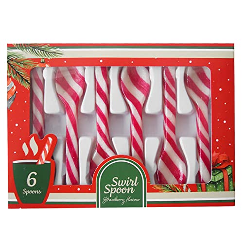 Rot-Weiß gestreifte Zuckerstangen-Löffel Zuckerlöffel Candy Spoons mit Erdbeergeschmack, Weihnachtsdekoration Weihnachten X-Mas (1) von MIK funshopping