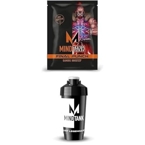 MINDTANK Gaming Booster Final Punch - mit Koffein - kalorien- und zuckerarm, für 15 Liter (1x 300 g) mit Shaker - Cola-Kaubonbon von MINDTANK