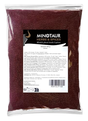 Minotaur Spices | Sumach, 2 x 500g (1 Kg), Sumak, Essigbaum Gewürz Pulver gemahlen von MINOTAUR
