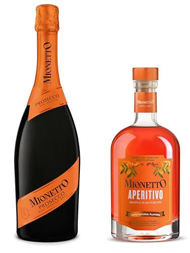 MIONETTO SPRITZ | MIONETTO Aperitivo (1 x 0,5l) und Prosecco Spumante DOC Treviso Brut (1 x 0,75l) | Ein erfrischender Spritz mit bittersüßem Geschmack nach Orangen, Citrus und ausgewählten Botanicals von MIONETTO