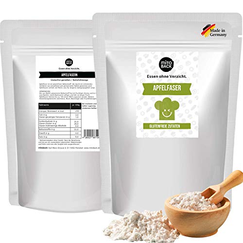 MITOBACK - Apfelfaser zum Backen in 2 x 400 g Packung - Apfelmehl Apfel Faser ideal für Brot & Backwaren - Apfelfasern für saftigere Gebäcke mit längerer Frische (Vegan & Glutenfrei) von MITOBACK