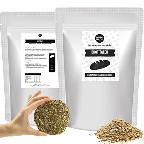 MITOBACK - Brot-Taler Brotbackmischungen á 200 g - Lower Carb Eiweiß Brotbackmischung - Eiweißbrot Backmischung: Glutenfrei, Vegan, Sojafrei ideal bei Diabetes & Zöliakie sowie Paleo & Keto Ernährung von MITOBACK