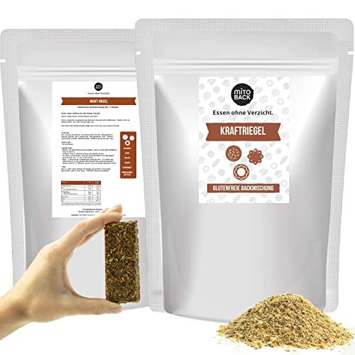 MITOBACK - Kraftriegel Backmischung á 255 g - Eiweißriegel Backmischungen - Fitness Snack als Eiweiß Riegel - Energieriegel: Glutenfrei, Eiweißreich, Ballaststoffreich bei Diabetes & Zöliakie von MITOBACK